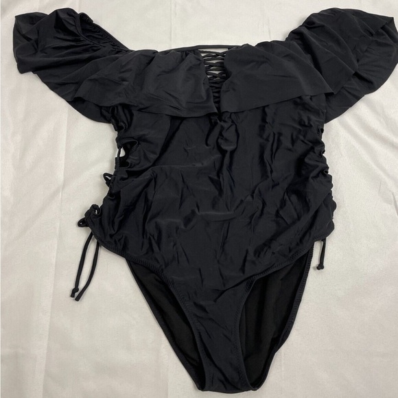 One piece place lace up off the shoulder bathing suit - Picture 1 of 1